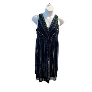 LANE BRYANT, SIZE 14, 100% POLYESTER BLACK WITH DESIGN DRESS